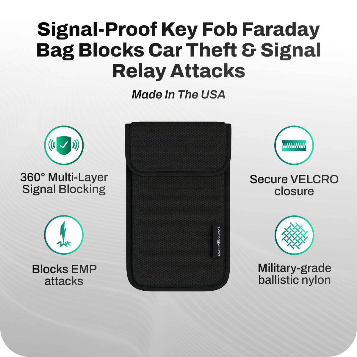 Ultra Armor Faraday Key Fob Pouch Signal Proof Blocks Car Theft & Signal Relay Attacks Made in the USA