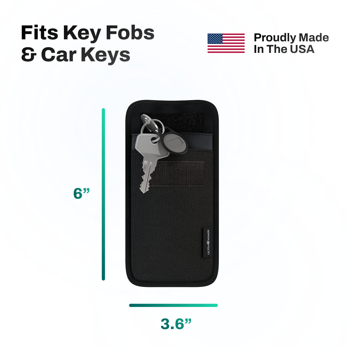Ultra Armor Faraday Key Fob Pouch Fits Fobs & Car Keys 6" x 3.6" Made in the USA