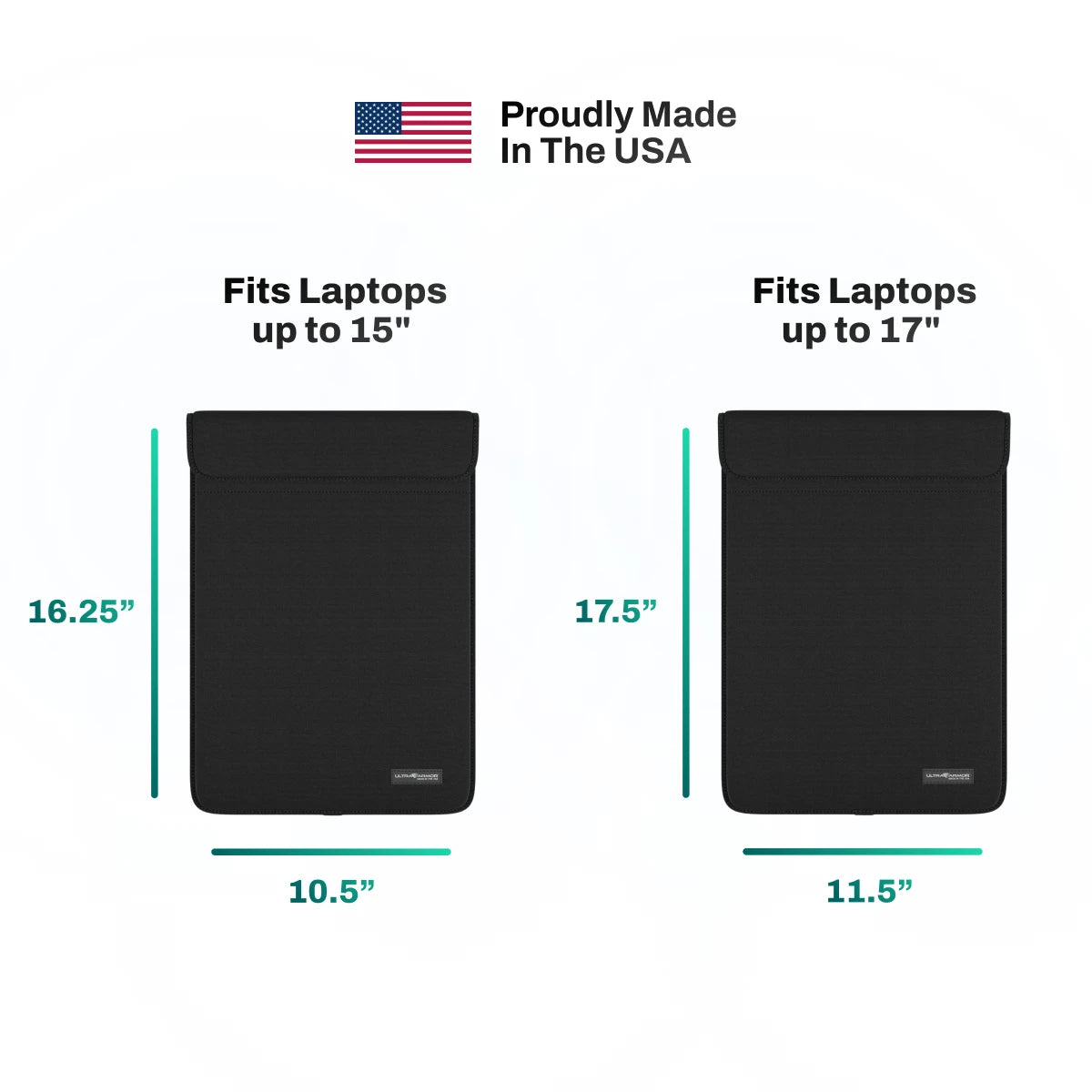 Ultra Armor Faraday Laptop Sleeve Fits Laptops up to 15" and 17" Made in the USA